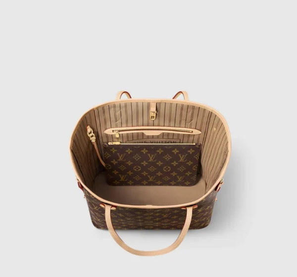 LV Neverfull MM Monogram Canvas HandBag - Rose Beige - Image 2