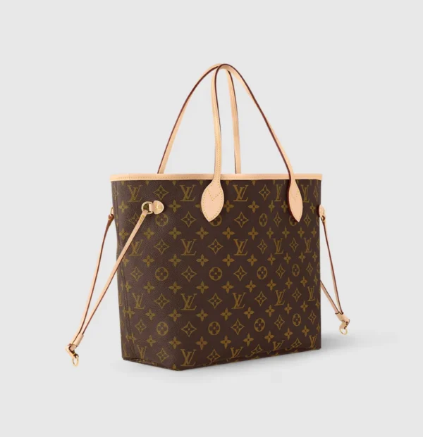 LV Neverfull MM Monogram Canvas HandBag - Rose Beige - Image 3
