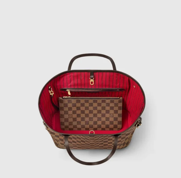 LV Neverfull MM Damier Ebene Canvas HandBag - Cherry - Image 3