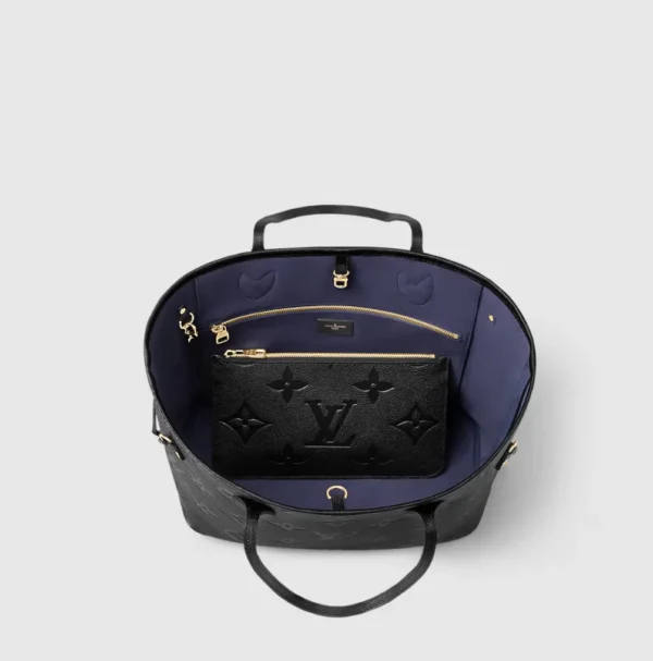 LV Neverfull MM Monogram Monogram Empreinte Leather Handbag - Black - Image 3